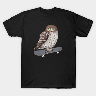 Little Owl Bird Skateboard Birdwatcher Animal Biologist T-Shirt